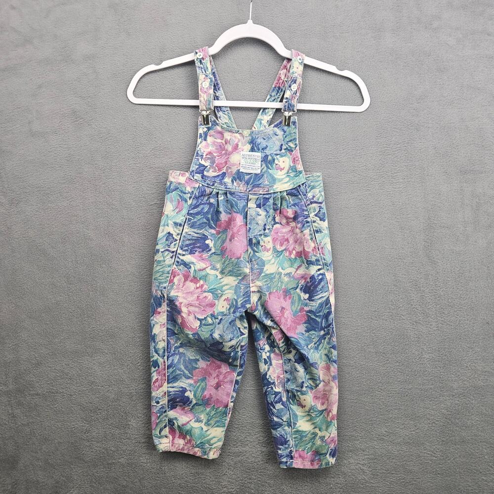 Vintage Guess Kids Floral Denim Overalls Baby Guess USA 3T Cottagecore 90s